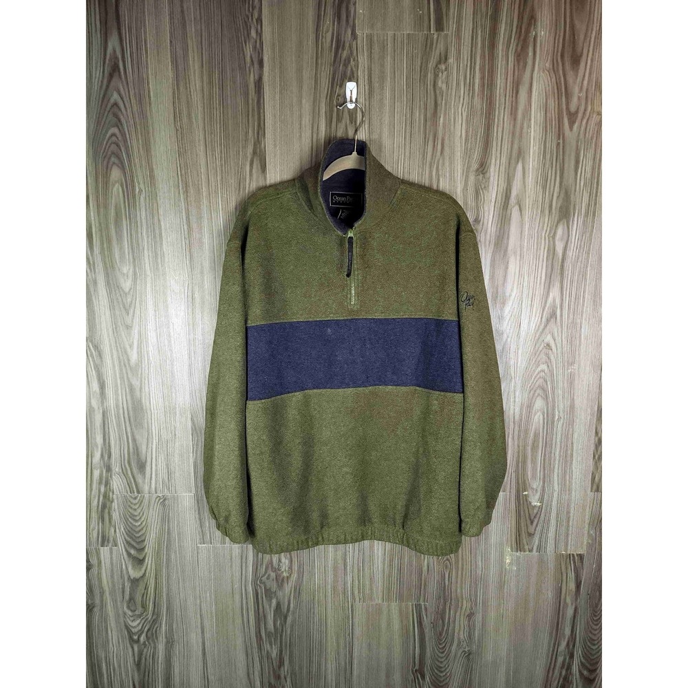 Ocean Pacific Green Quarter Zip Long Sleeve Color Block Pullover Sweater XL